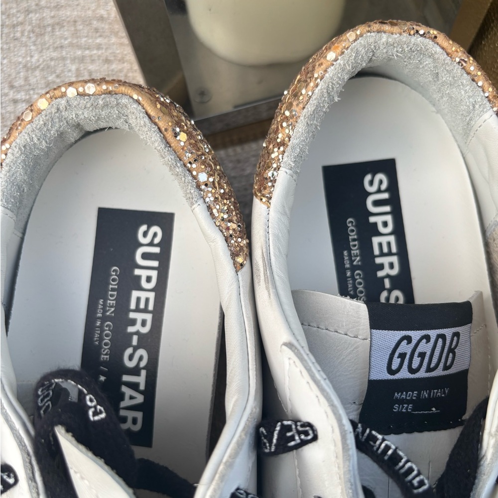 Golden Goose Women's White and Gold Glitter Sneakers - Picture 9 of 11